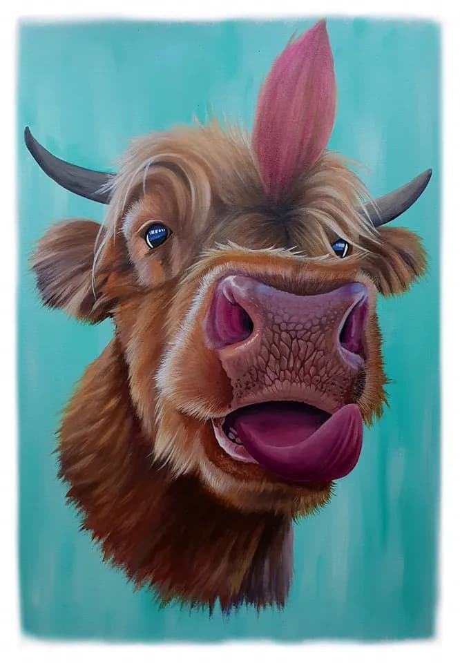 Cheeky Cow: A Playful Portrait of Whimsy and Charm