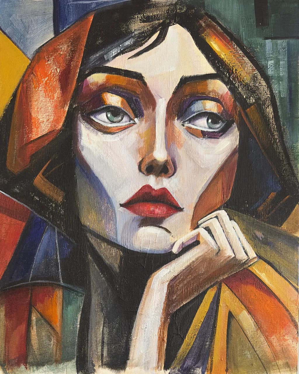 Whispers of Color: A Contemplative Portrait in Abstract Expression