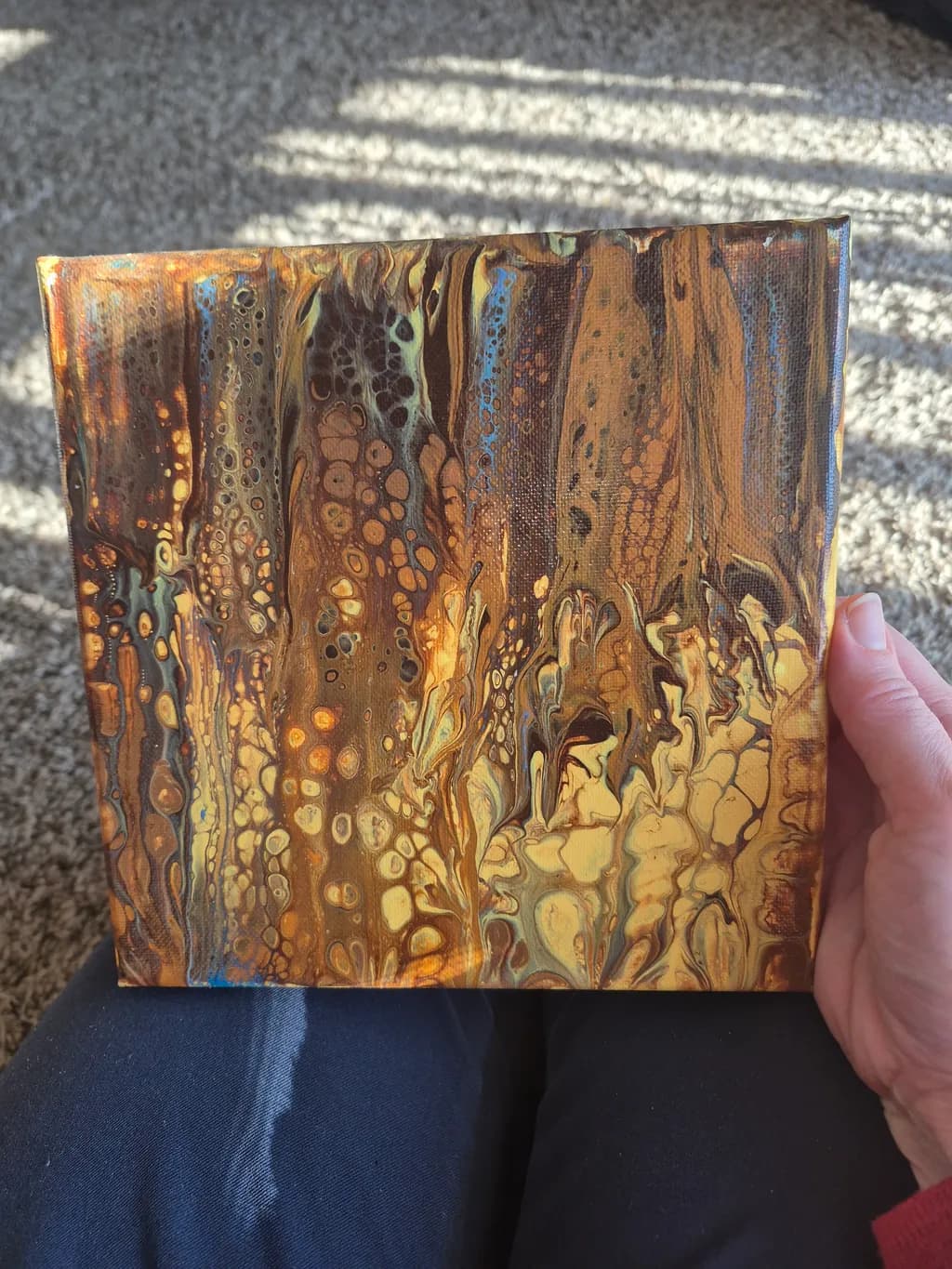 Golden Cascade: A Fluid Dance of Earthy Tones and Textures