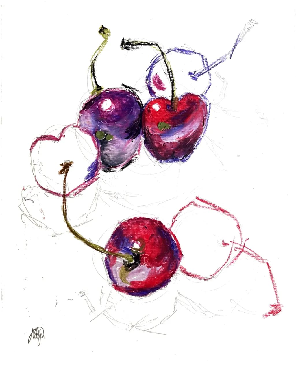 Vibrant Cherries: A Playful Dance of Color and Form