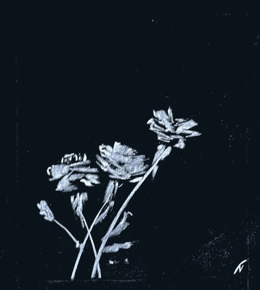 Whispers of Elegance: A Serene Floral Embrace in Monochrome Harmony
