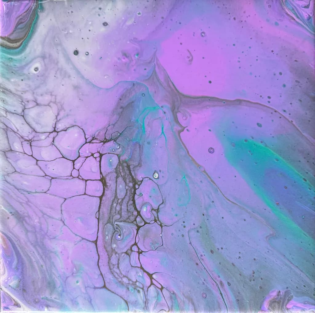 Ethereal Swirls: A Dance of Purple and Aqua in Abstract Harmony