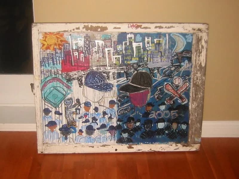 Urban Symphony: A Colorful Celebration of City Life and Baseball Culture
