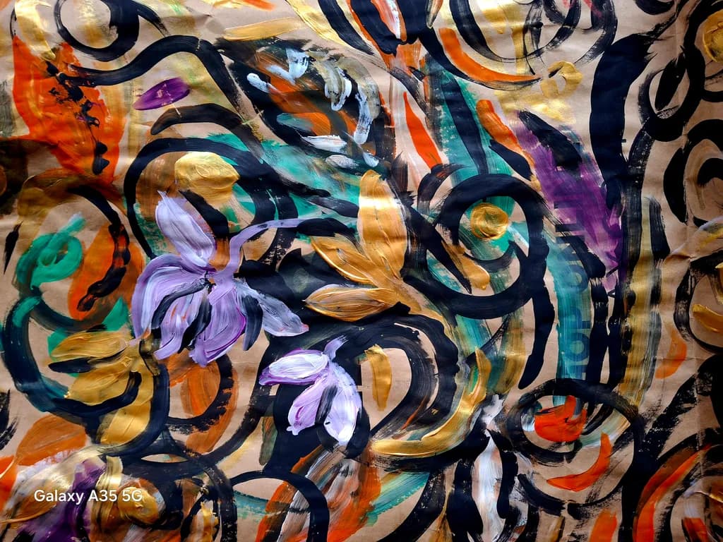 Whispers of Color: A Dance of Floral Elegance and Spirals