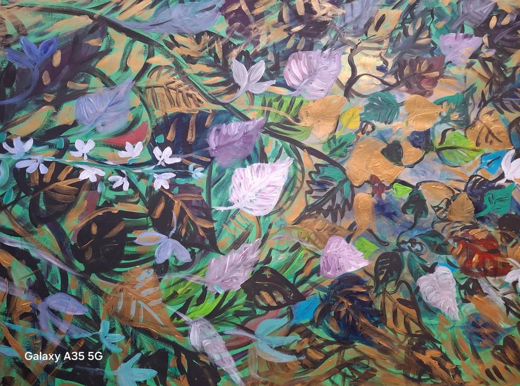 Whispers of Nature: A Vibrant Dance of Leaves and Blooms