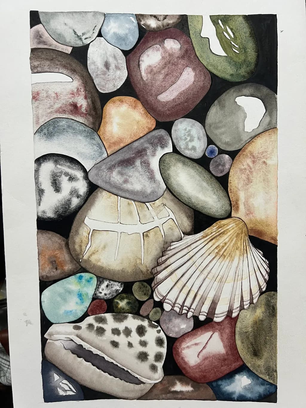 Nature's Mosaic: A Colorful Collection of Stones and Shells