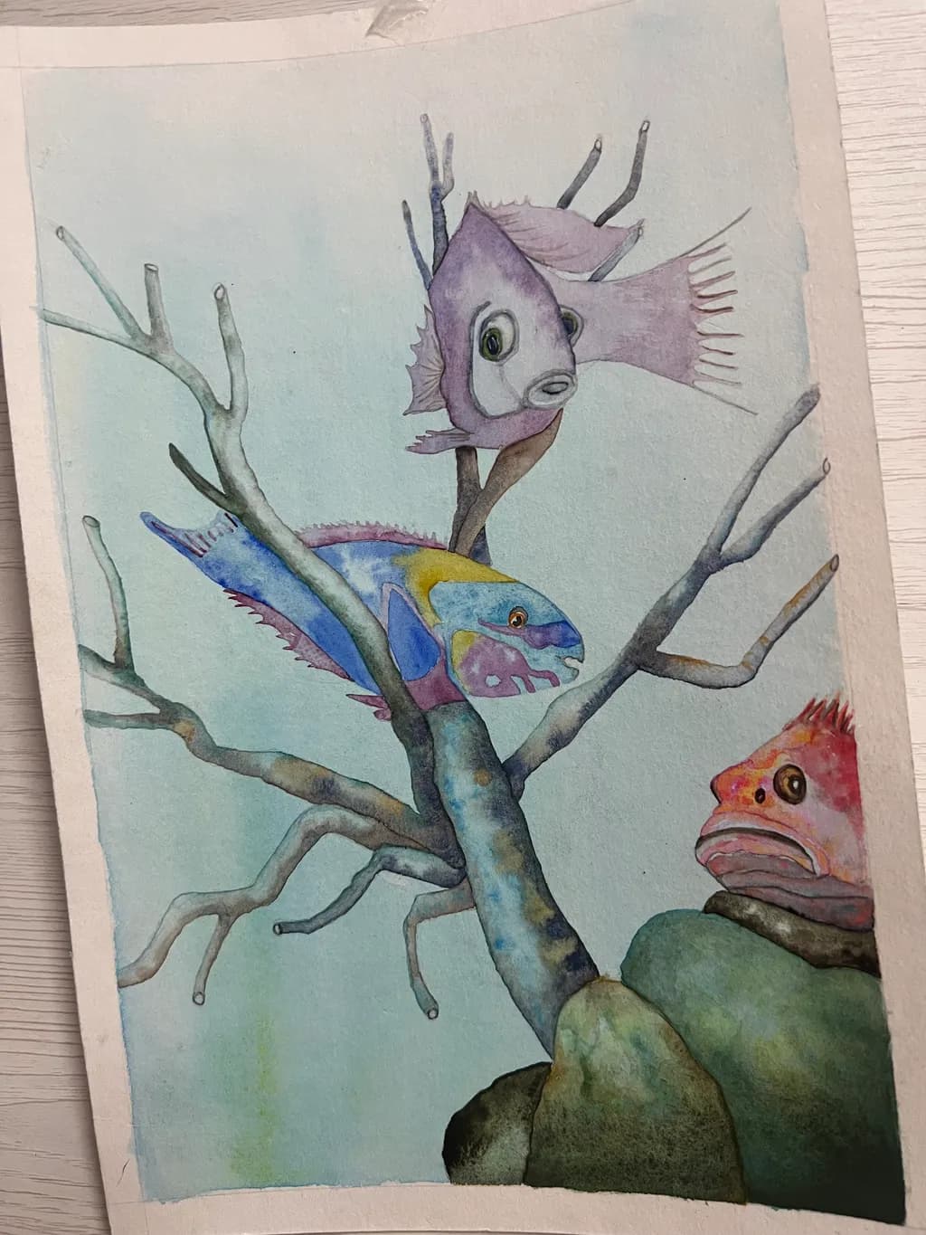 Whimsical Underwater Symphony: A Colorful Dance of Fish Amongst Coral Branches