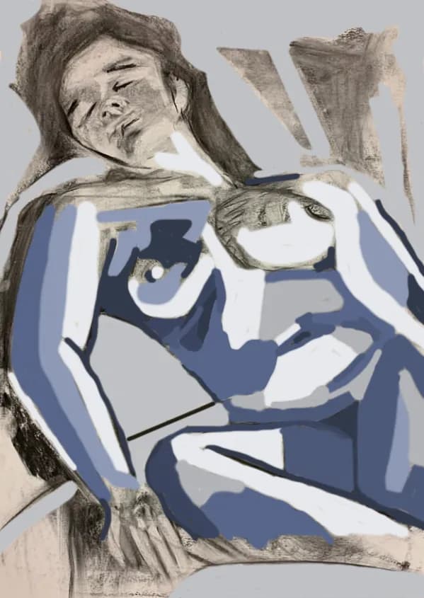 Whispers of Blue: An Abstract Exploration of Form and Emotion