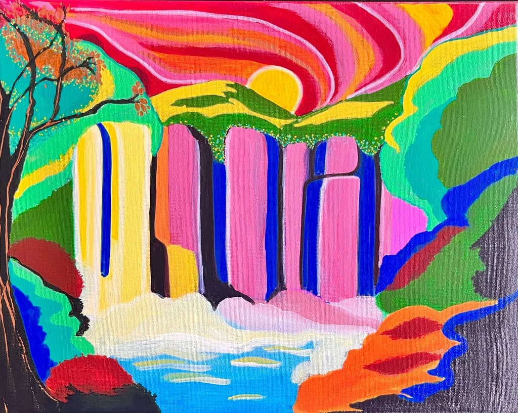 Vibrant Waterfall Dreams: A Colorful Journey Through Nature's Palette