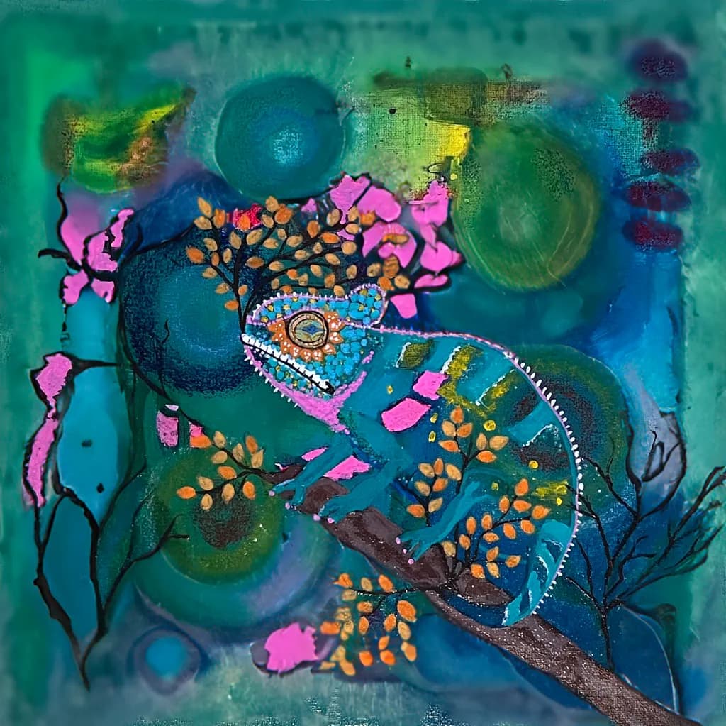 Vibrant Chameleon: A Colorful Dance of Nature's Palette