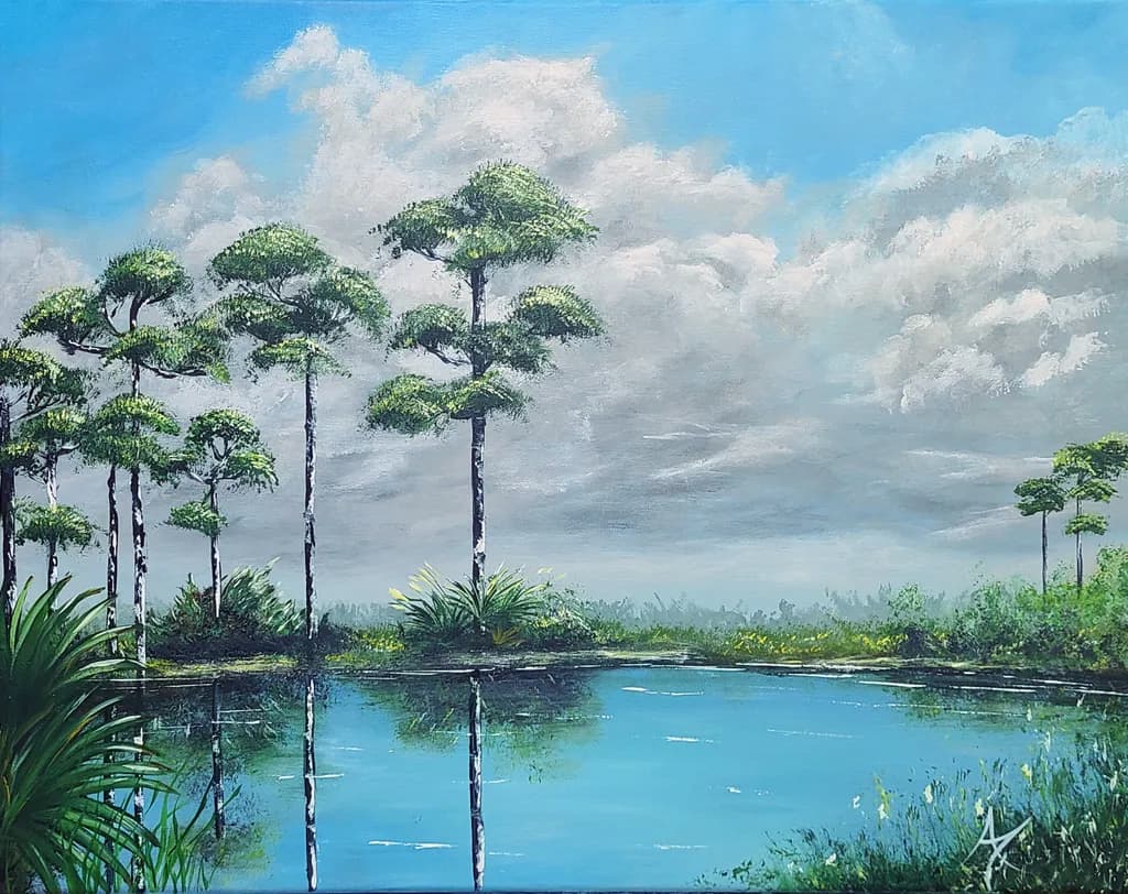 Serenity Reflected: A Tranquil Landscape of Trees and Water