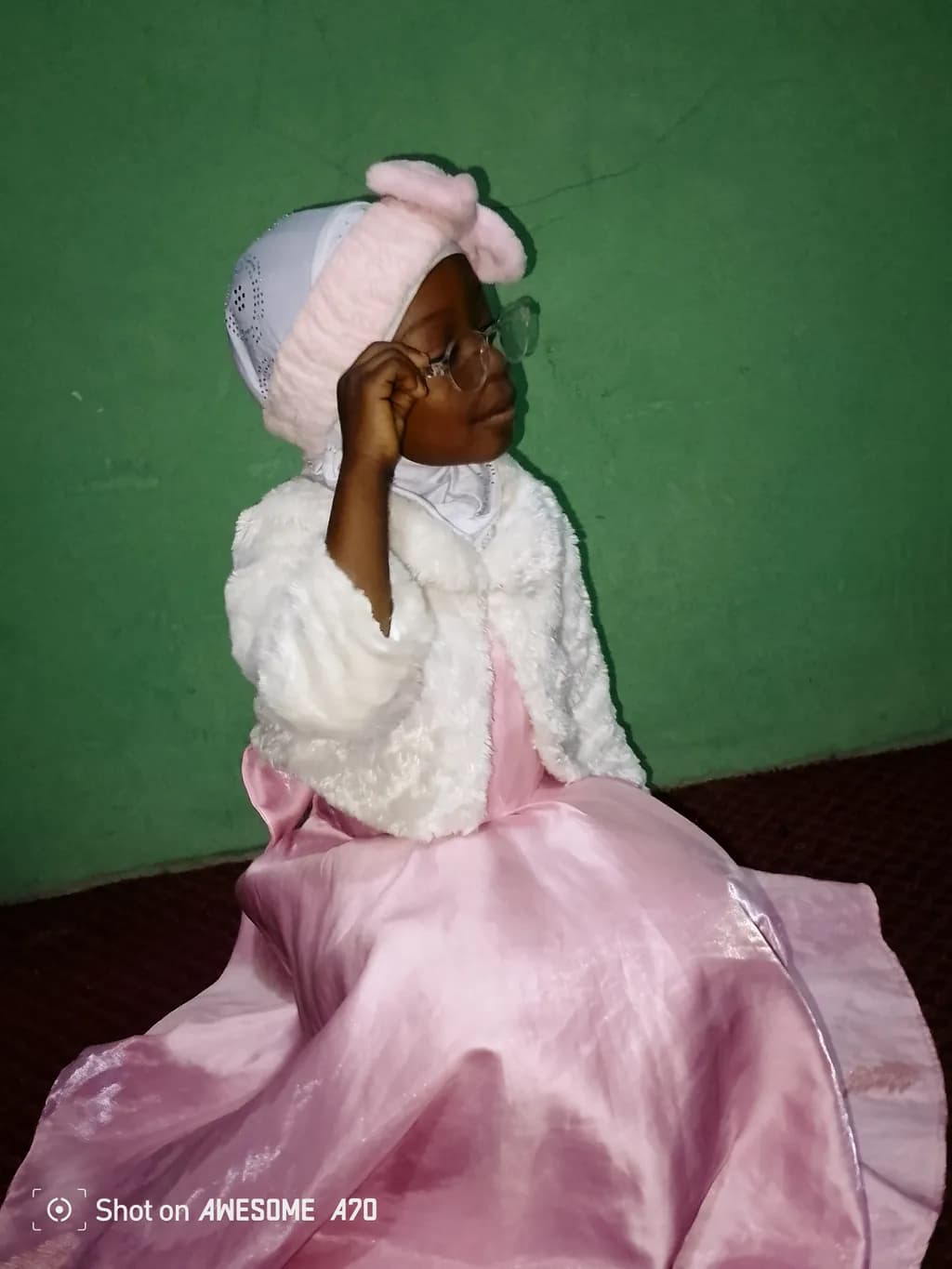 Whimsical Elegance: A Young Dreamer in Pink and White