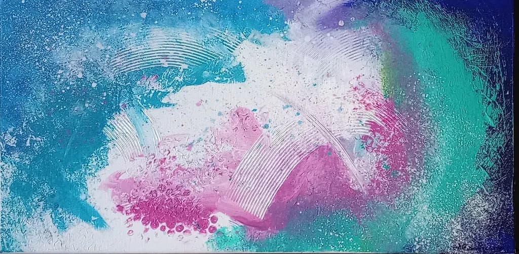 Whispers of Color: A Dreamy Abstract Journey Through Aqua and Pink Hues