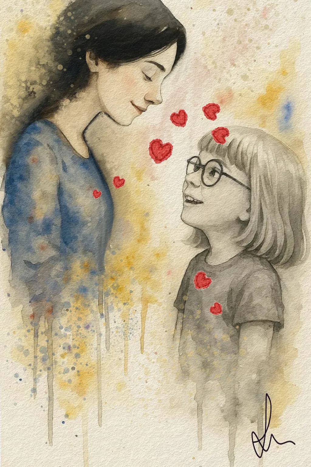 A Heartfelt Connection: Celebrating the Bond Between Mother and Child Through Colorful Art