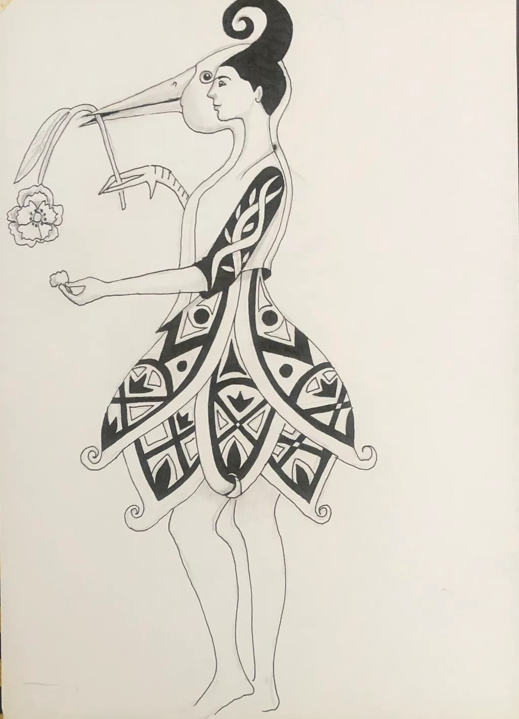 Whimsical Harmony: A Dance of Floral Elegance and Abstract Form
