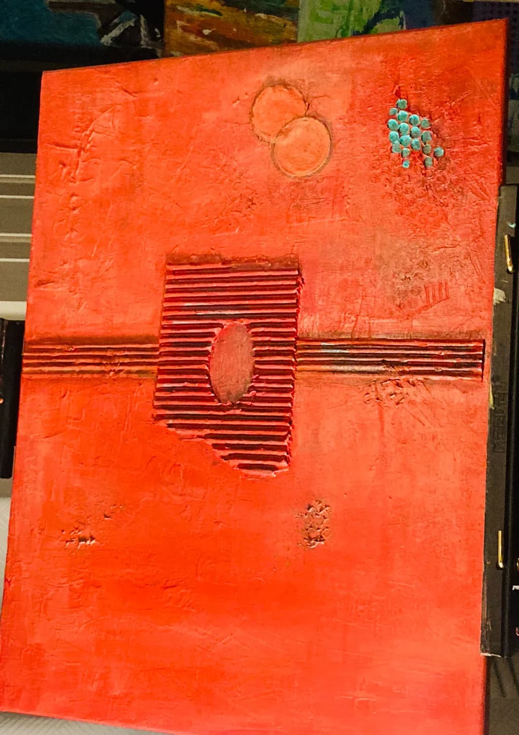 Vibrant Echoes: A Textured Journey Through Red and Form