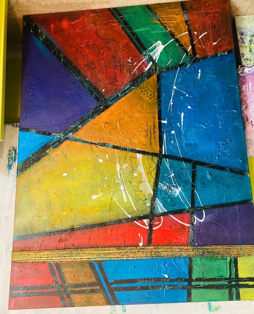 Vibrant Geometric Harmony: An Abstract Exploration of Color and Texture