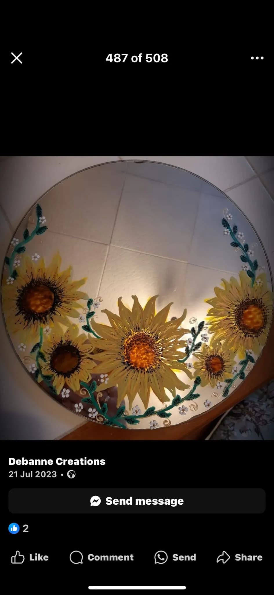Sunlit Serenity: Hand-Painted Sunflower Mirror with Floral Accents for Home Decor