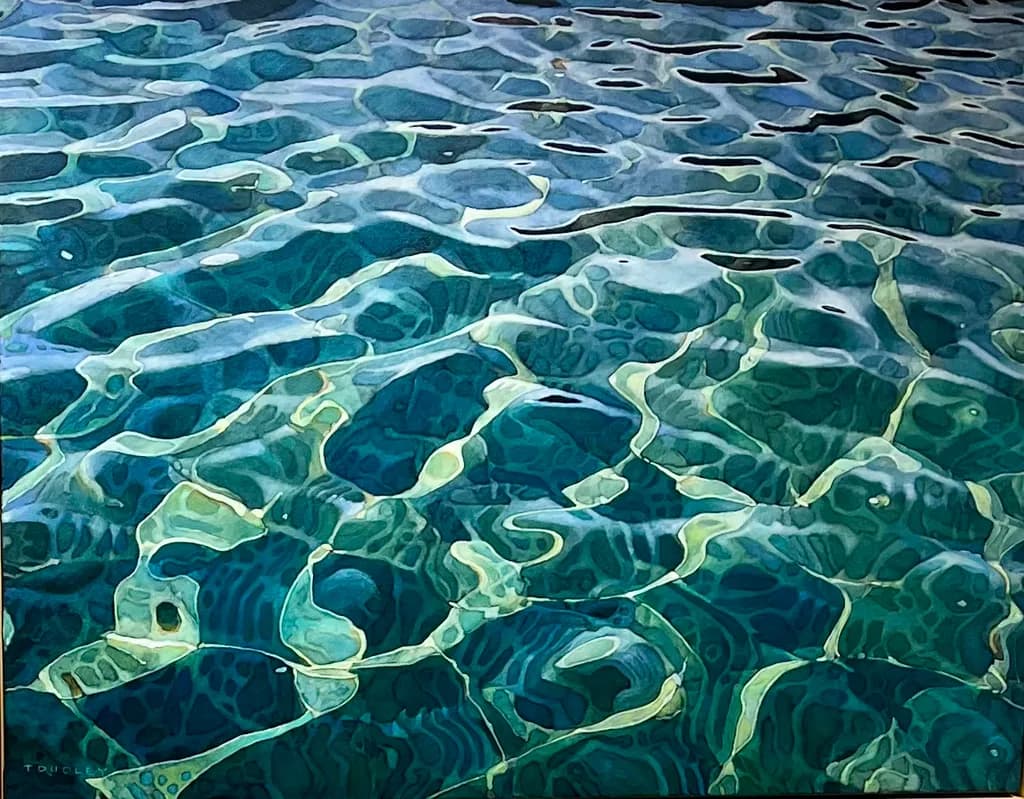 Rippling Reflections: A Dance of Light and Water in Vibrant Blues and Greens