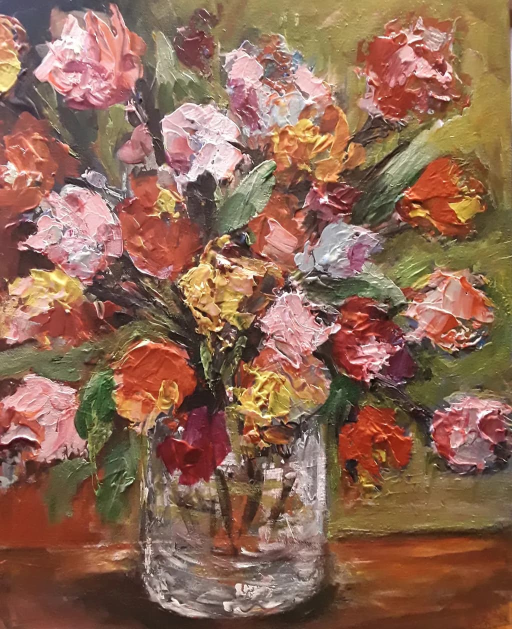 Vibrant Bouquet: A Colorful Celebration of Nature's Beauty in Oil Paint