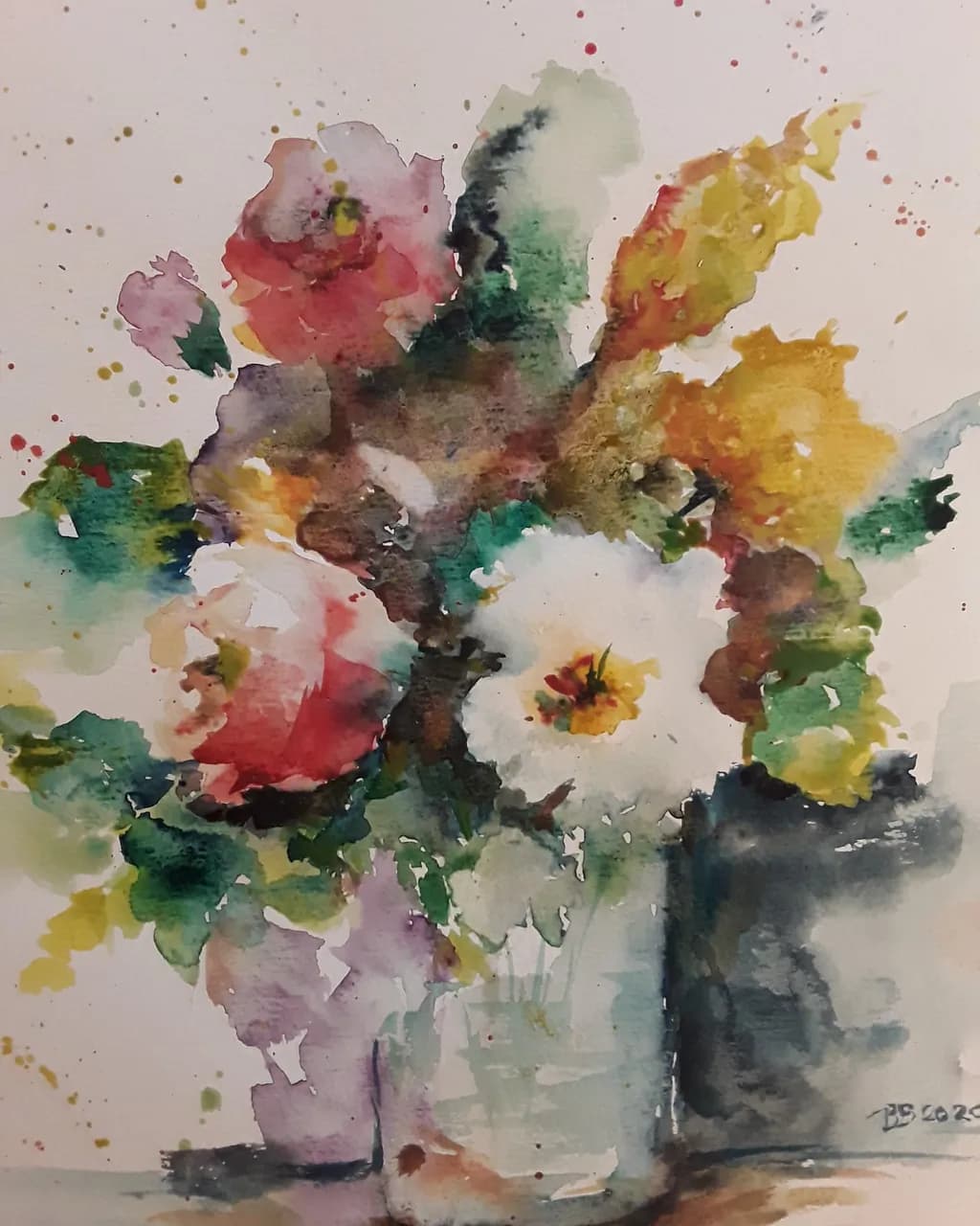 Whispers of Color: A Lush Floral Symphony in Watercolor