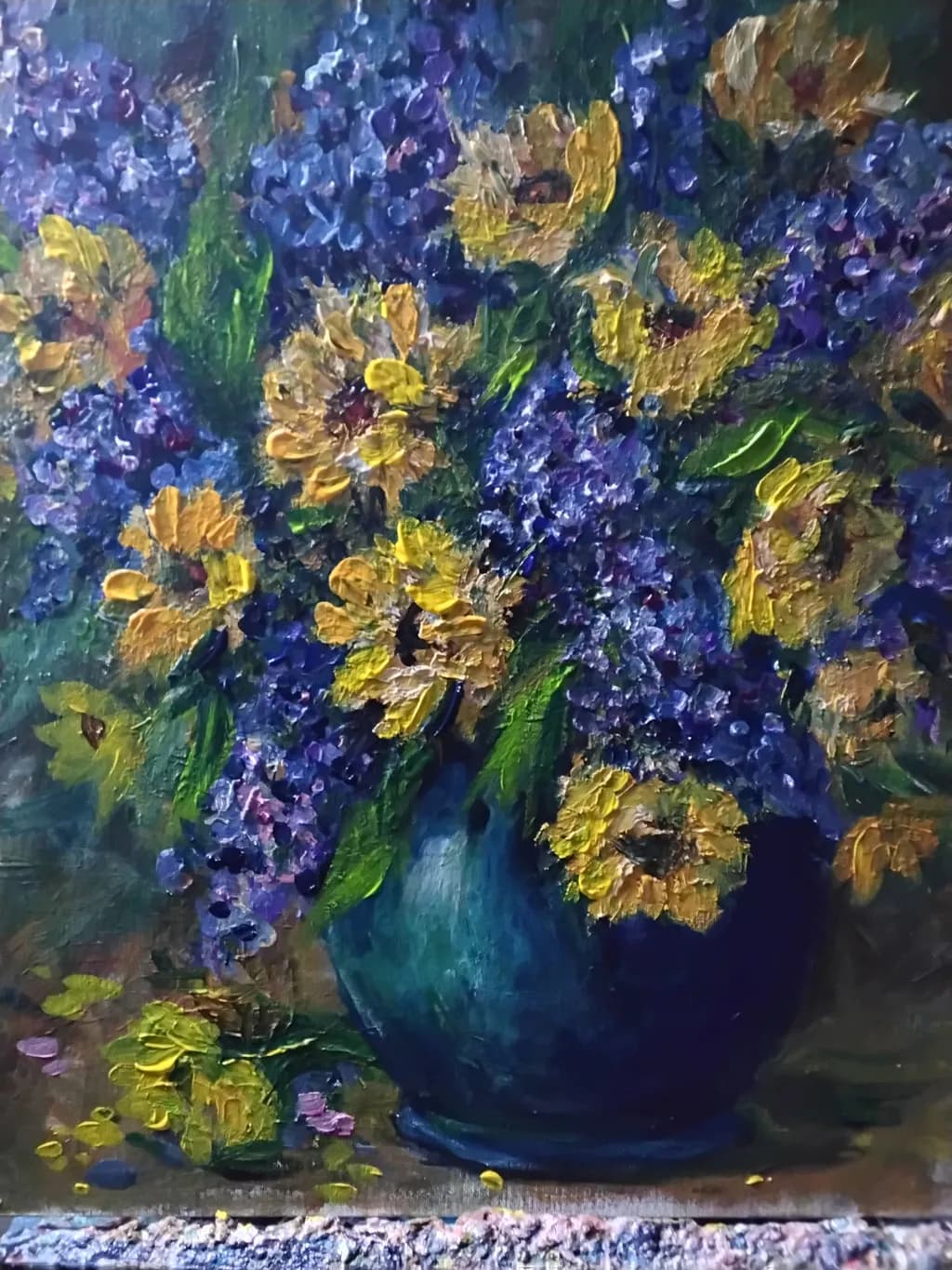 Vibrant Harmony: A Floral Symphony in Blue and Gold