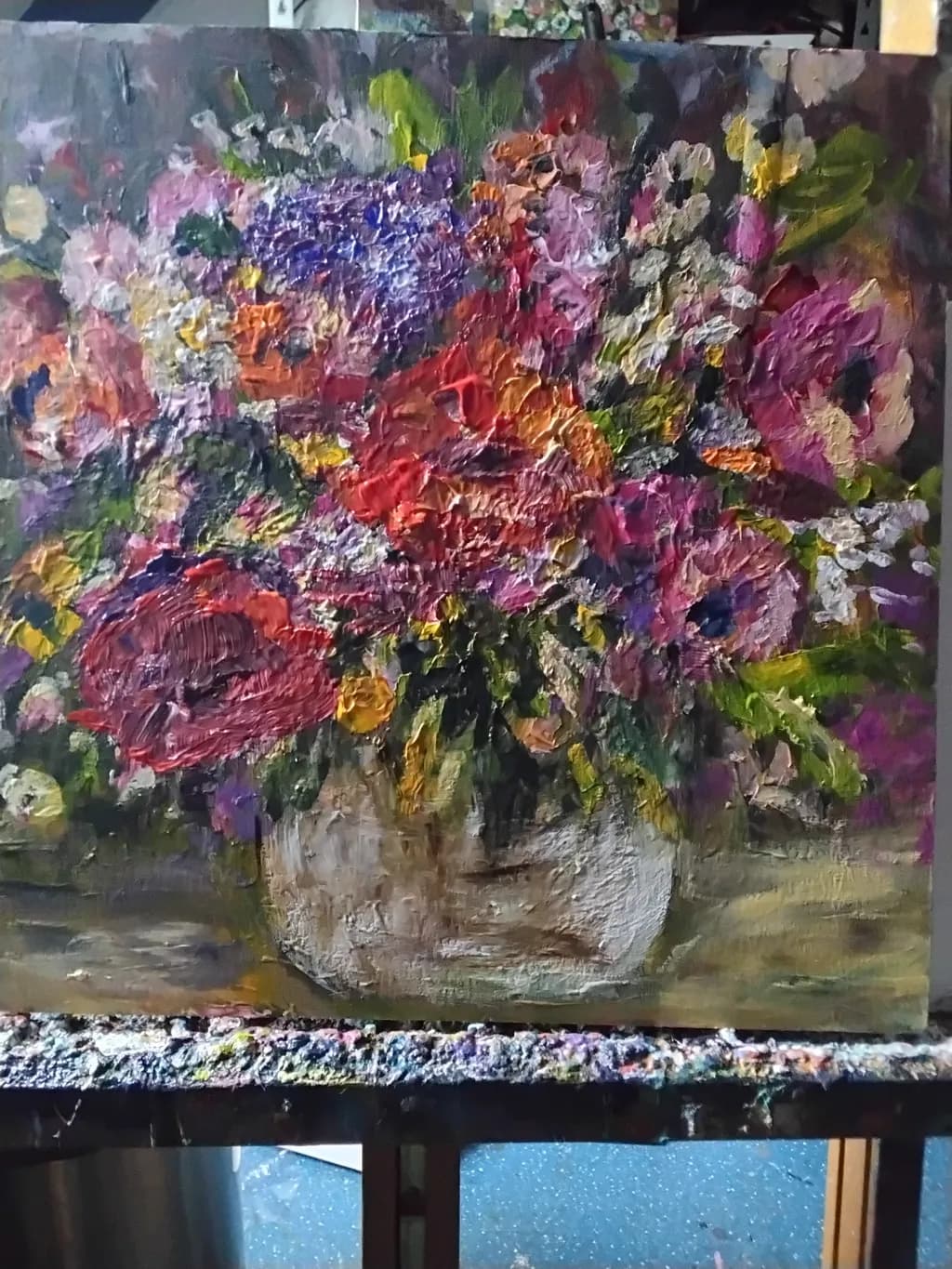 Vibrant Blossoms: A Lush Floral Symphony in Oil Paints