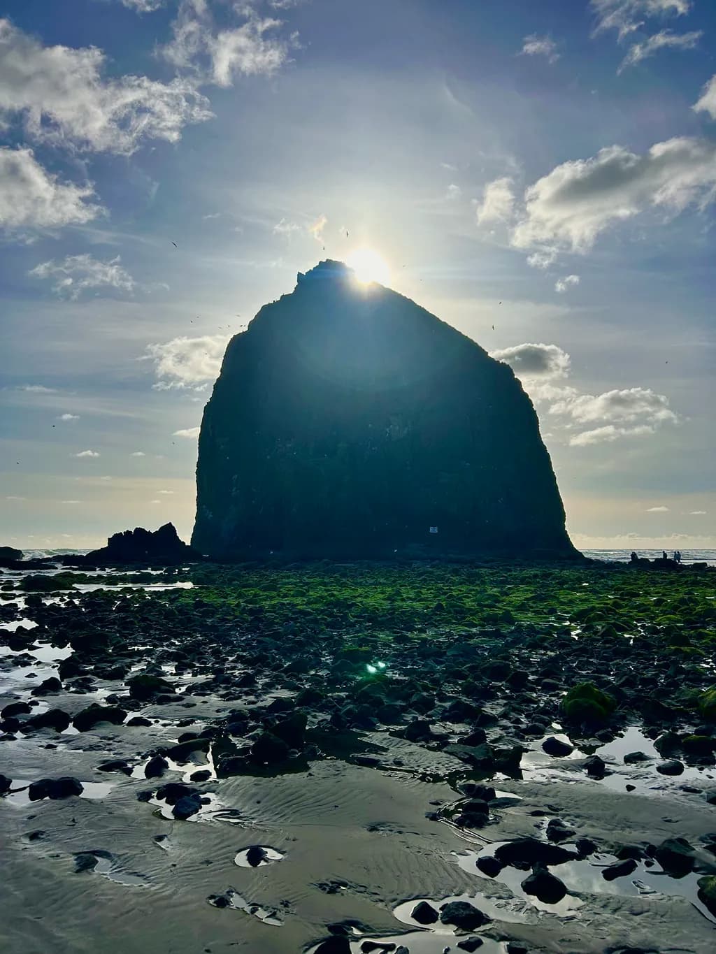 Serene Sunset Silhouette: A Coastal Rocky Retreat