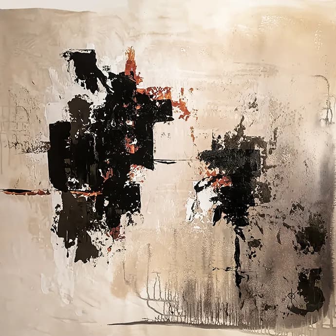 Ethereal Echoes: A Dance of Texture and Contrast in Abstract Expressionism