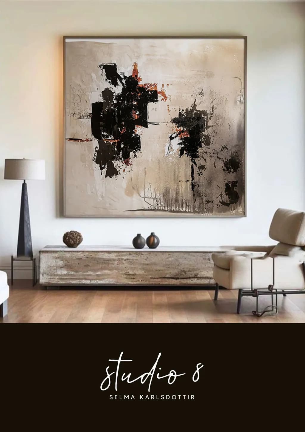 Abstract Harmony: A Dance of Black and Earthy Tones in Modern Artistry
