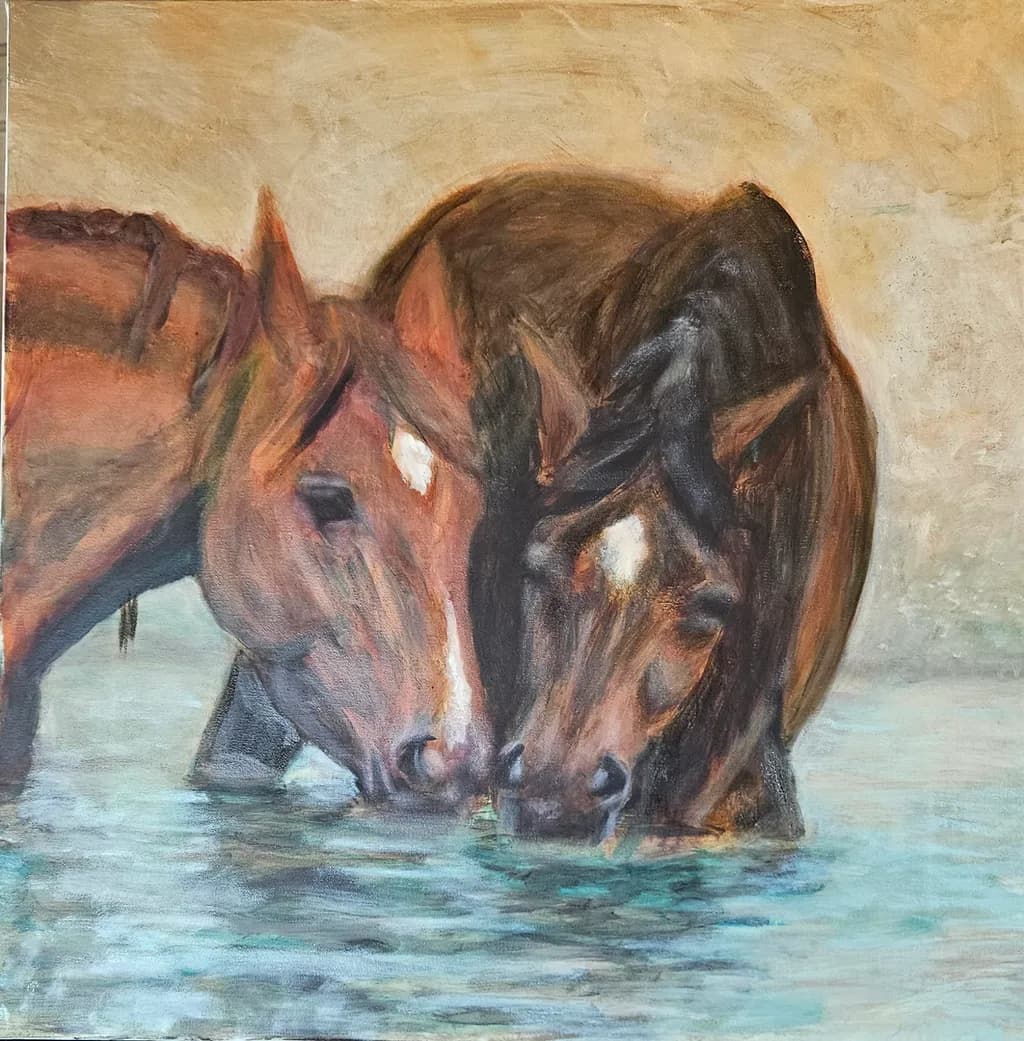 Whispers of the Water: Two Horses in Harmony