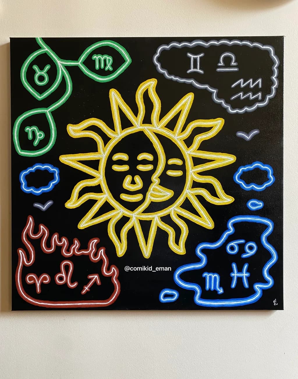 Celestial Whimsy: A Colorful Dance of Sun and Stars