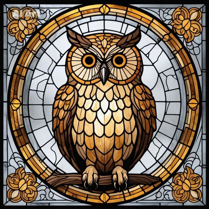 Majestic Owl in Stained Glass: A Timeless Symbol of Wisdom and Mystery