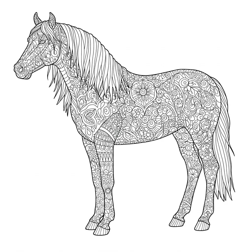 Majestic Equine Elegance: A Whimsical Journey Through Intricate Patterns and Designs
