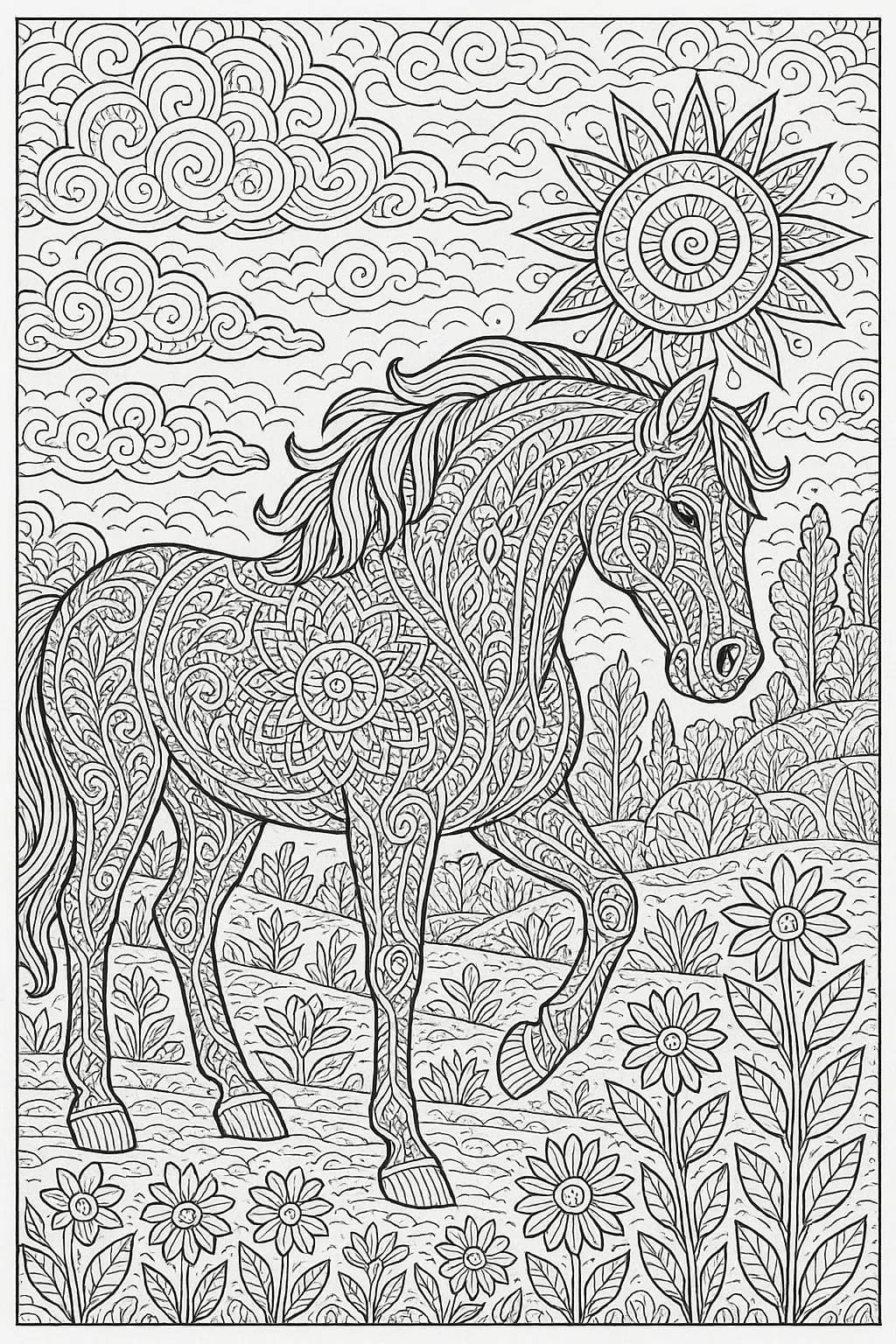Majestic Equine Harmony: A Whimsical Journey Through Nature's Patterns
