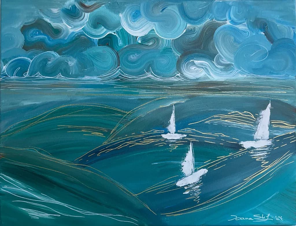 Whispers of the Sea: A Dance of Sails and Stormy Skies