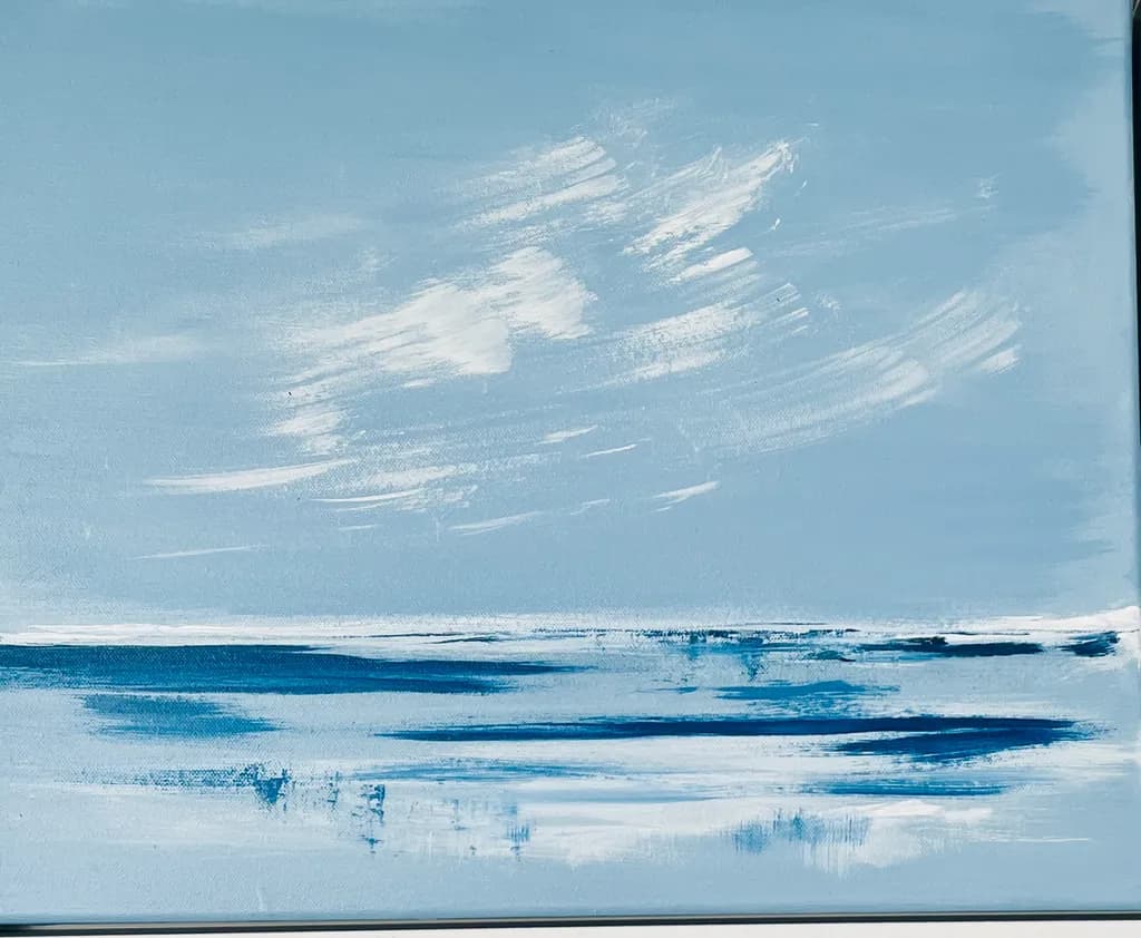 Whispers of the Ocean: A Serene Blue Horizon in Abstract Art