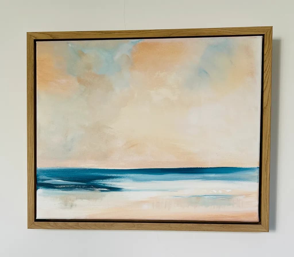 Serene Ocean Horizon: A Tranquil Abstract Landscape in Pastel Tones