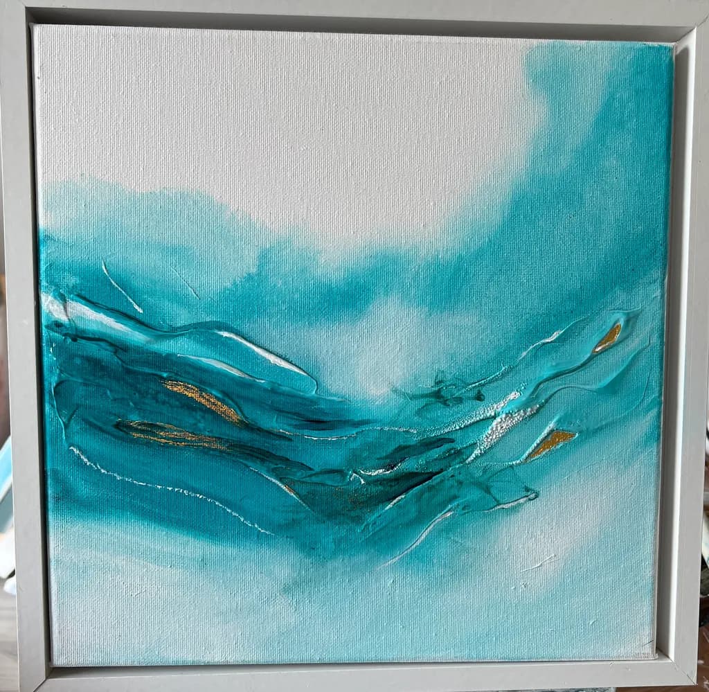 Serene Waves: A Fluid Dance of Blue and Gold Textures