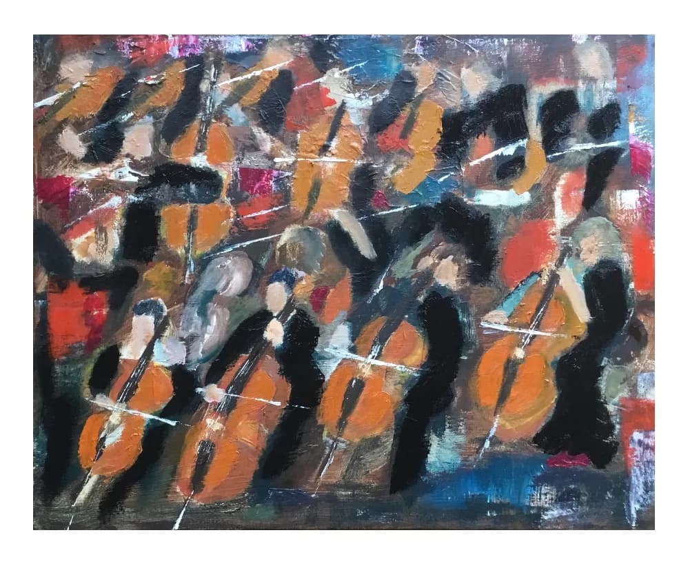 Symphony of Shadows: An Abstract Celebration of Strings and Color