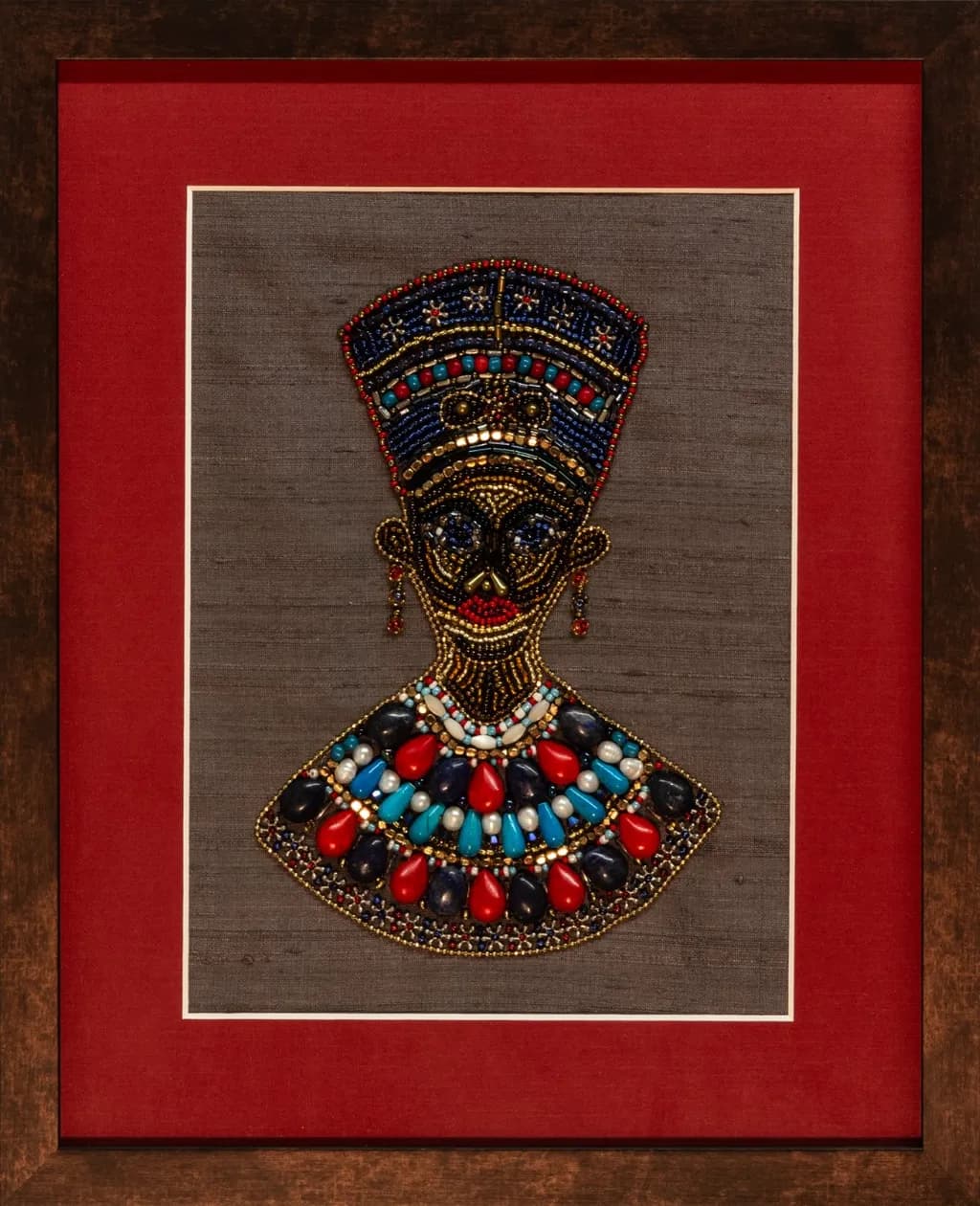 Vibrant Elegance: A Beaded Portrait of Cultural Heritage