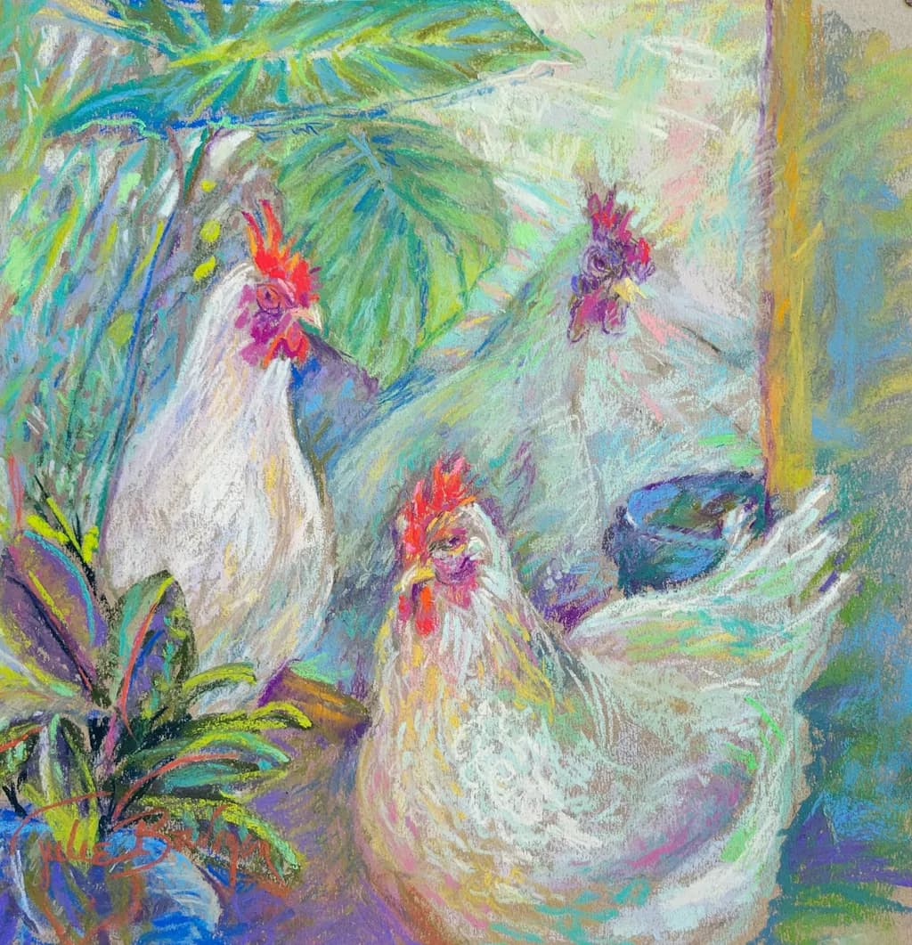 Chickens in Pastel Paradise: A Colorful Cluck of Nature's Charm