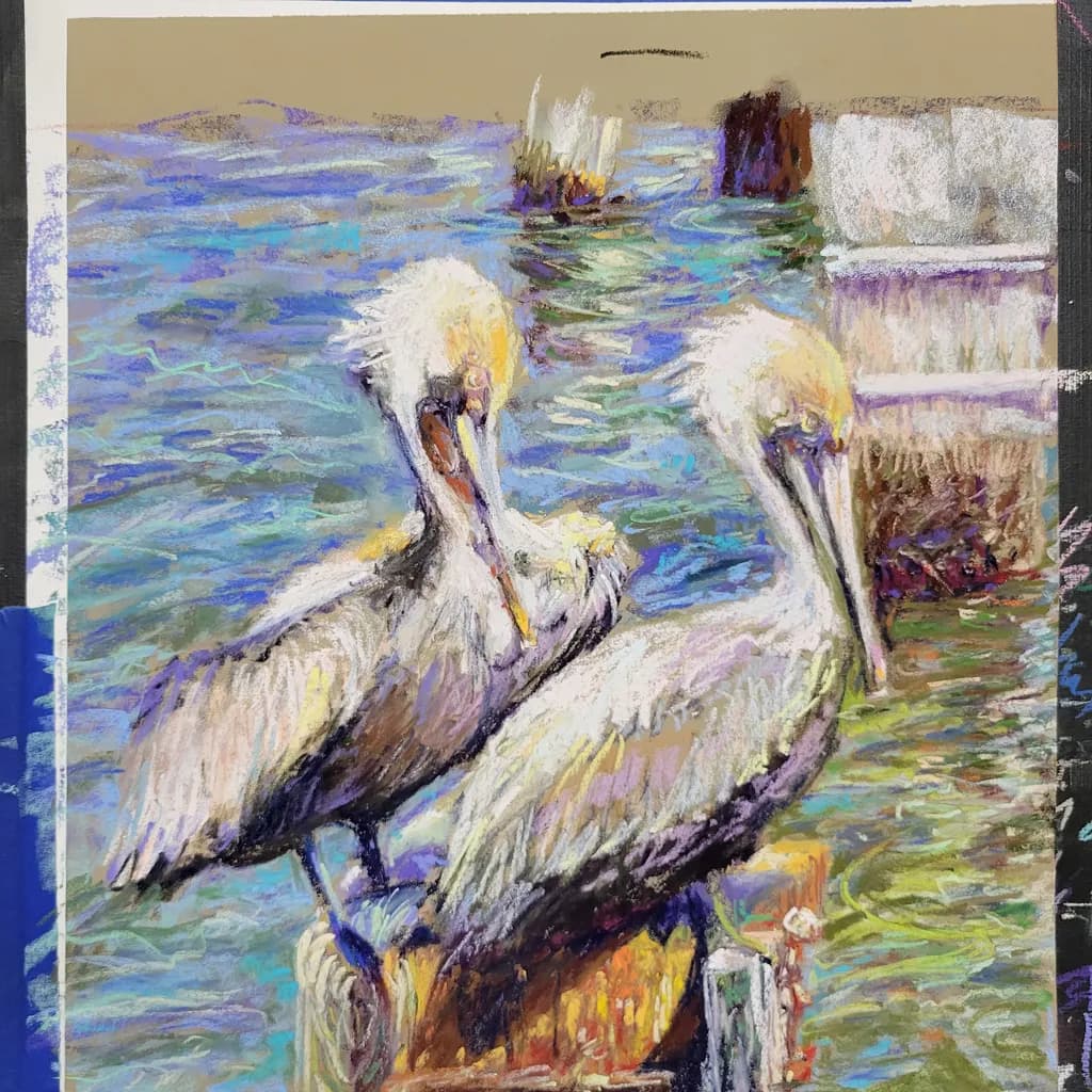 Pelican Pals: A Colorful Encounter by the Water's Edge