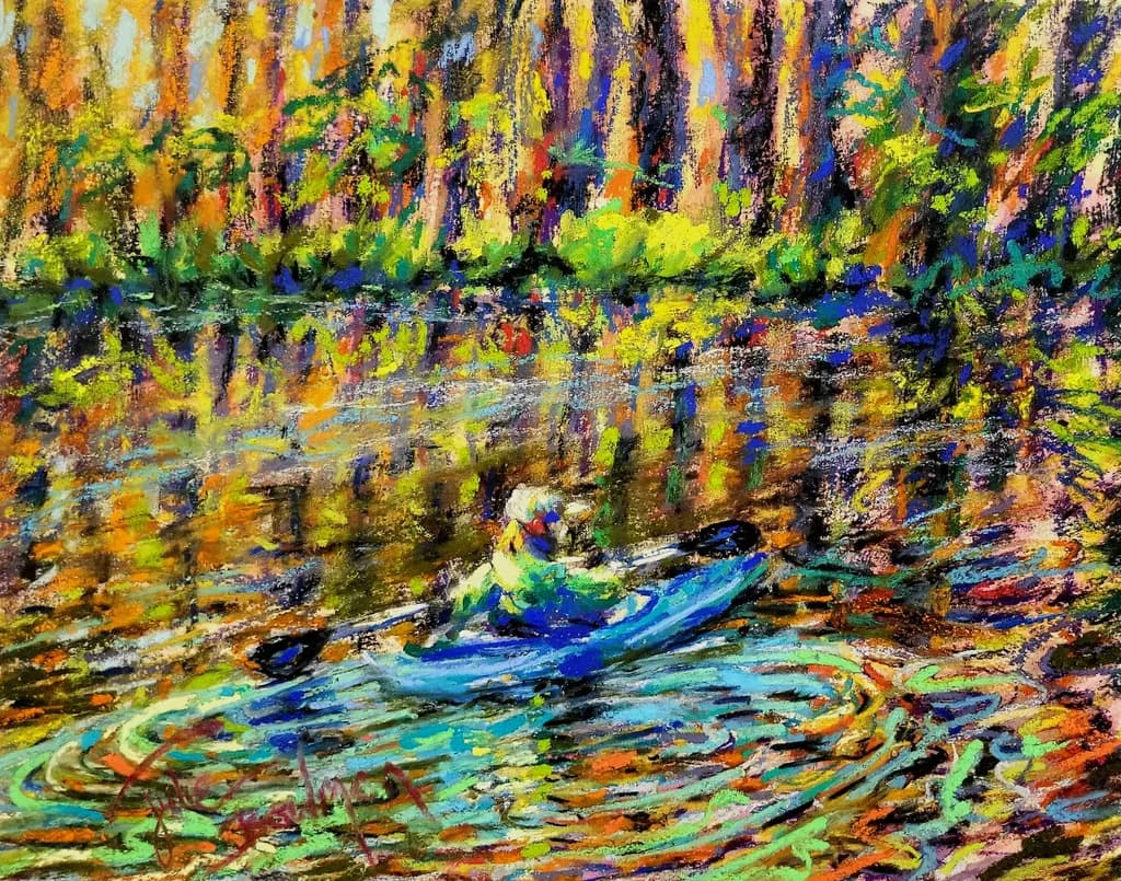 Colorful Reflections: A Kayaker's Adventure in Nature's Palette