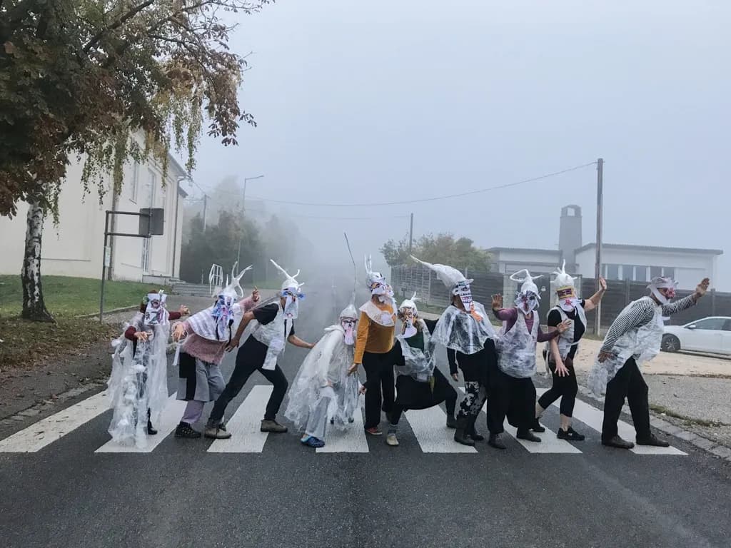 Whimsical Fog: A Playful Gathering on the Street