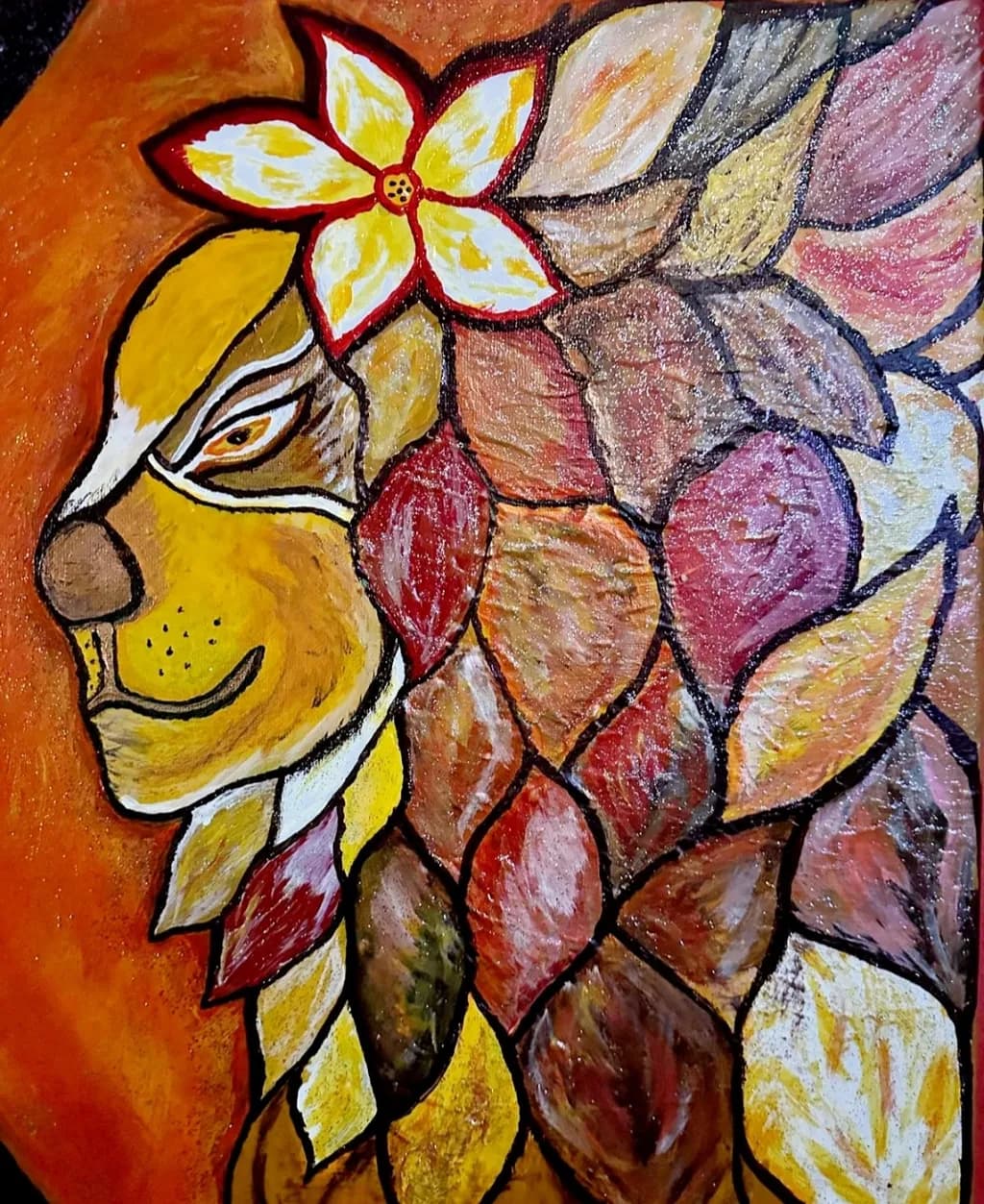 Majestic Harmony: A Lion's Embrace of Nature's Colors