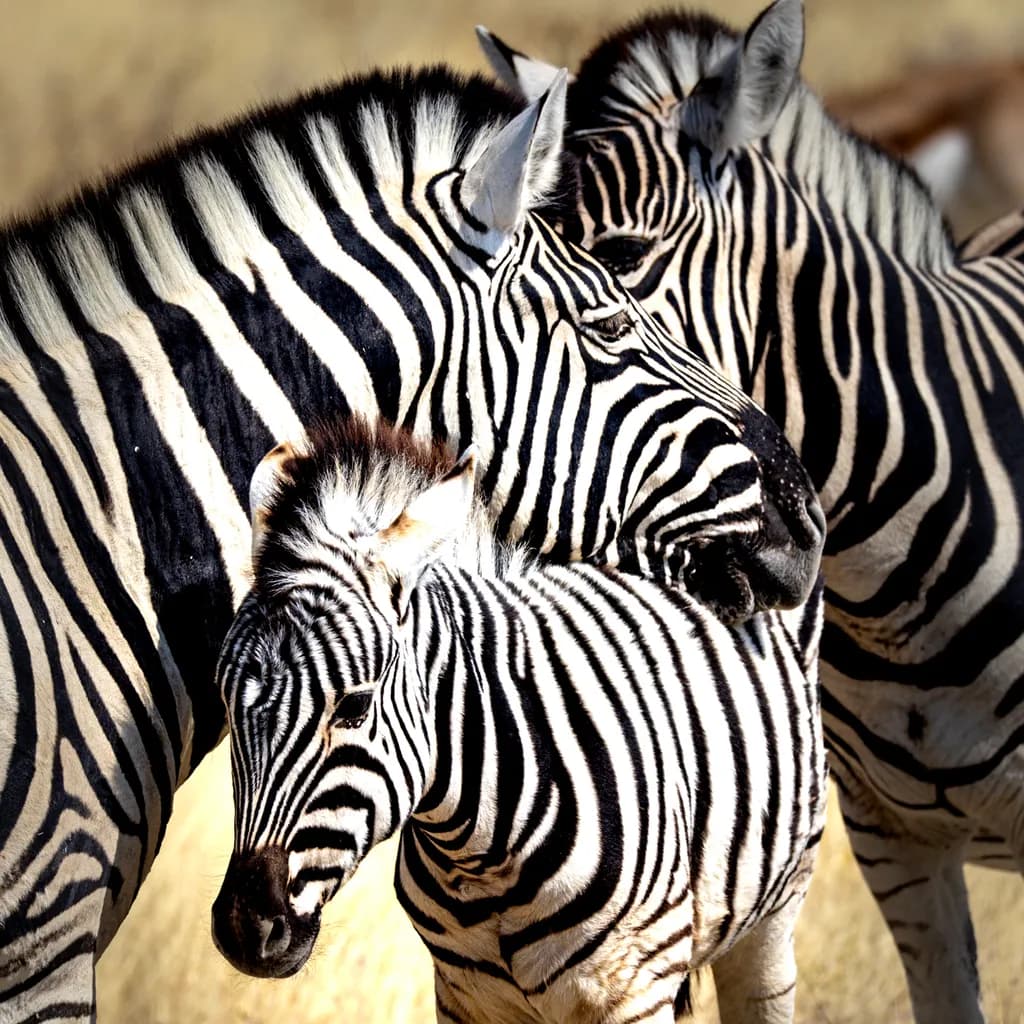Whispers of the Wild: A Family of Zebras in Harmony