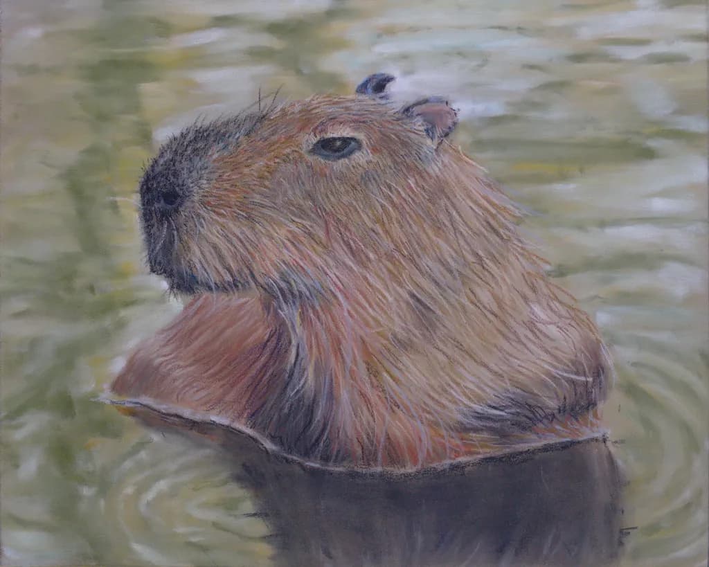 Whispers of the Water: A Capybara's Serene Gaze