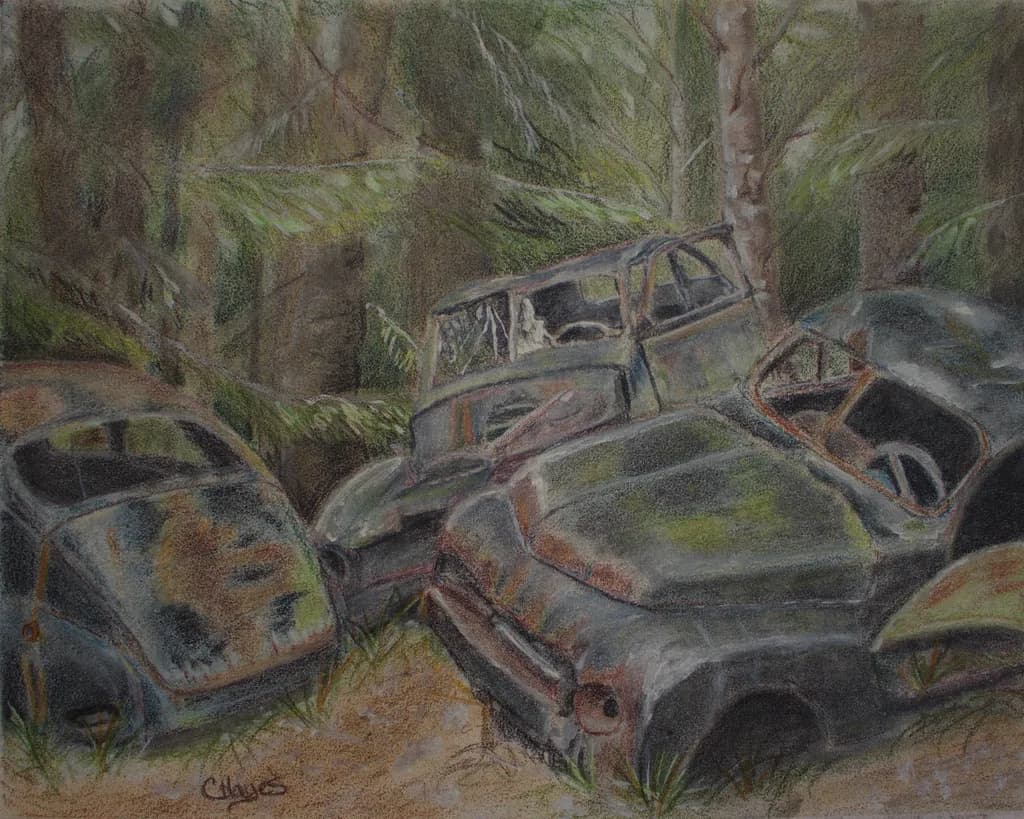 Whispers of Decay: Nature's Embrace of Abandoned Vehicles in the Forest