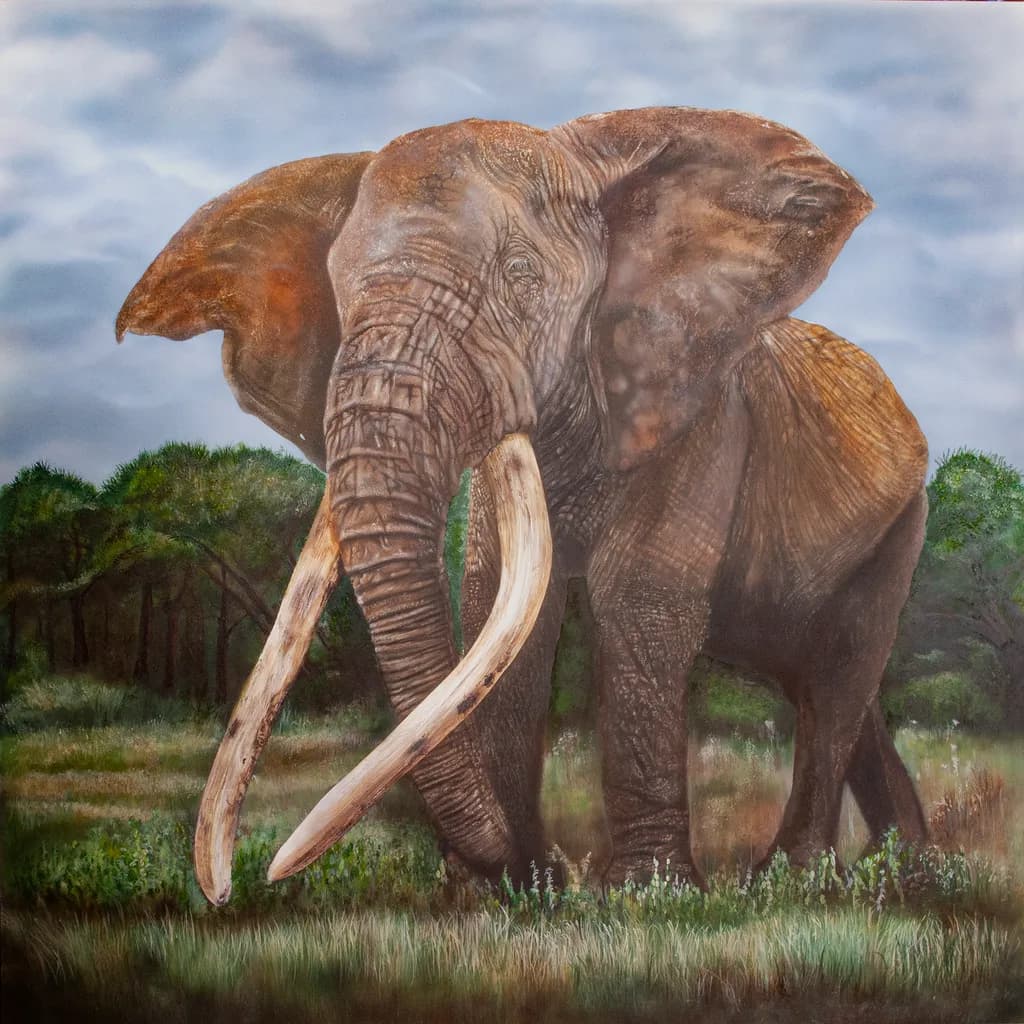 Majestic Guardian of the Savannah: A Realistic Portrait of an African Elephant